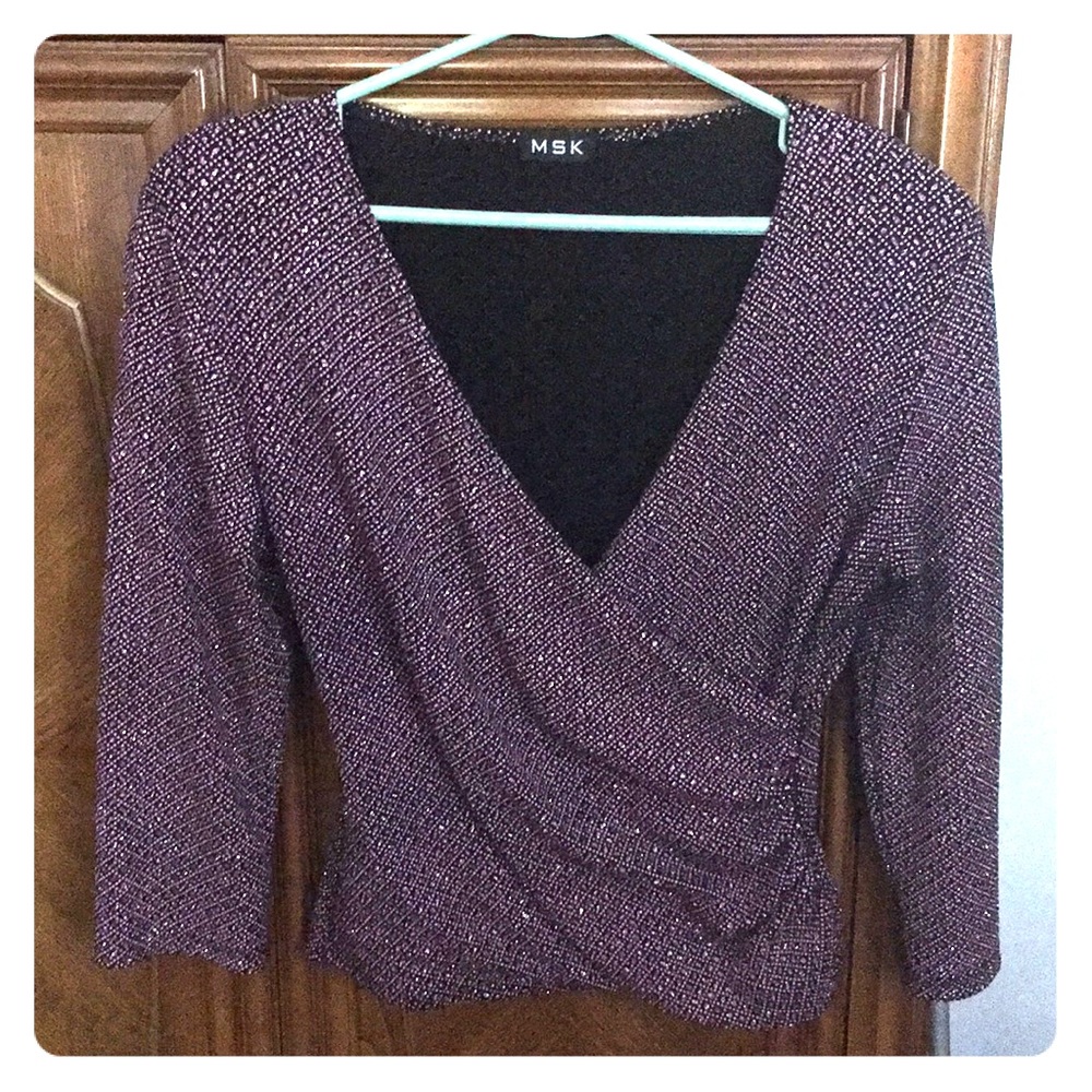 Pink and black sparkle wrap top